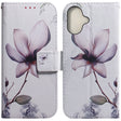 For iPhone 16 Coloured Drawing Flip Leather Phone Case(Magnolia) - iPhone 16 Cases by PMC TechLife | Online Shopping South Africa | PMC TechLife | Buy Now Pay Later Mobicred