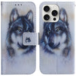 For iPhone 16 Pro Coloured Drawing Flip Leather Phone Case(White Wolf) - iPhone 16 Pro Cases by PMC TechLife | Online Shopping South Africa | PMC TechLife | Buy Now Pay Later Mobicred