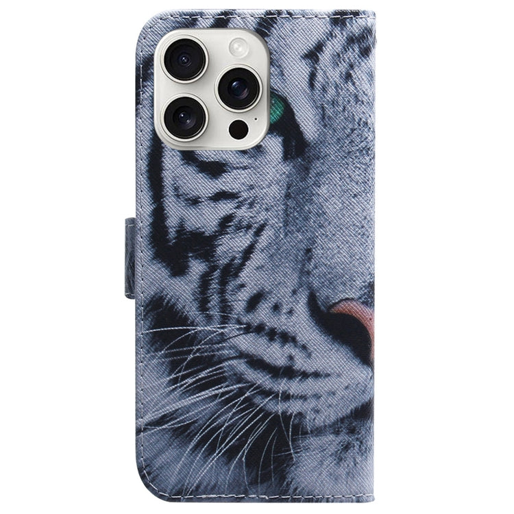 For iPhone 16 Pro Coloured Drawing Flip Leather Phone Case(Tiger)
