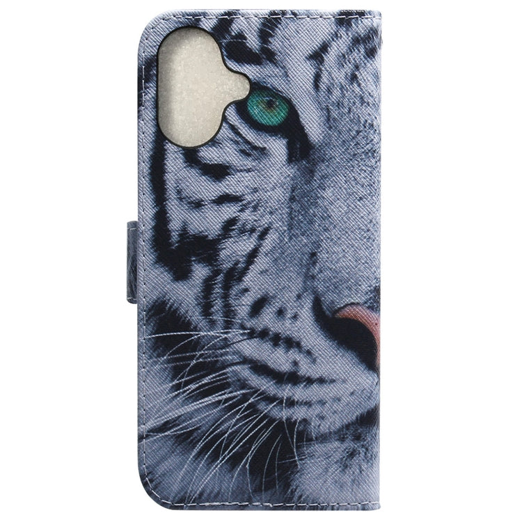 For iPhone 16 Plus Coloured Drawing Flip Leather Phone Case(Tiger)