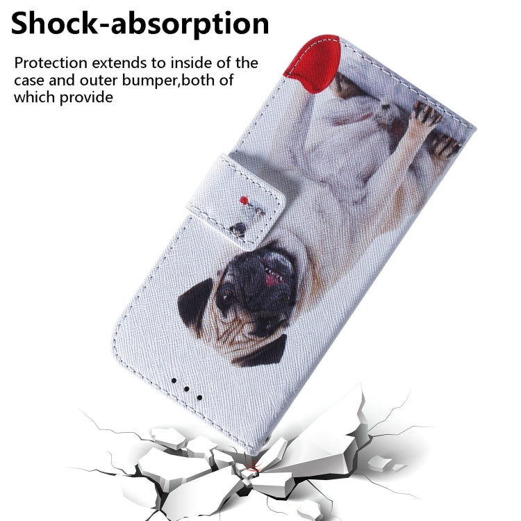 For iPhone 16 Plus Coloured Drawing Flip Leather Phone Case(Pug)