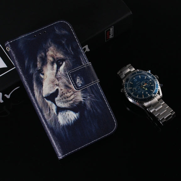 For iPhone 16 Plus Coloured Drawing Flip Leather Phone Case(Lion)