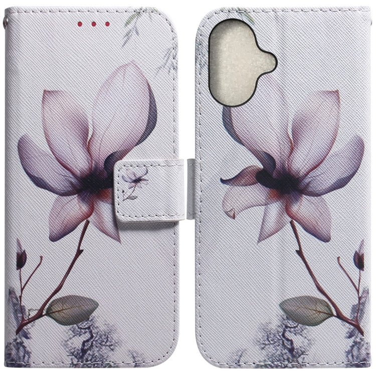 For iPhone 16 Plus Coloured Drawing Flip Leather Phone Case(Magnolia)