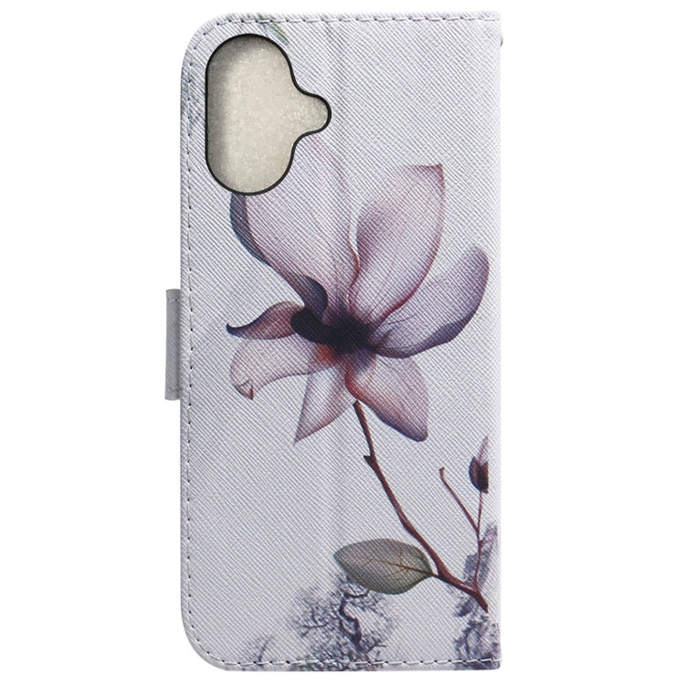 For iPhone 16 Plus Coloured Drawing Flip Leather Phone Case(Magnolia)