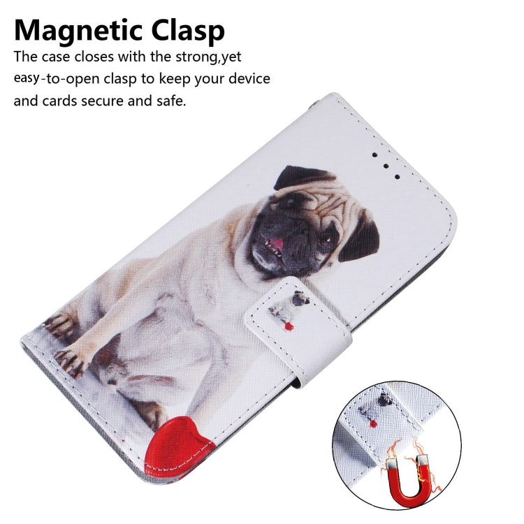 For iPhone 16 Pro Max Coloured Drawing Flip Leather Phone Case(Pug)