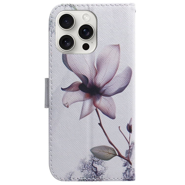 For iPhone 16 Pro Max Coloured Drawing Flip Leather Phone Case(Magnolia)
