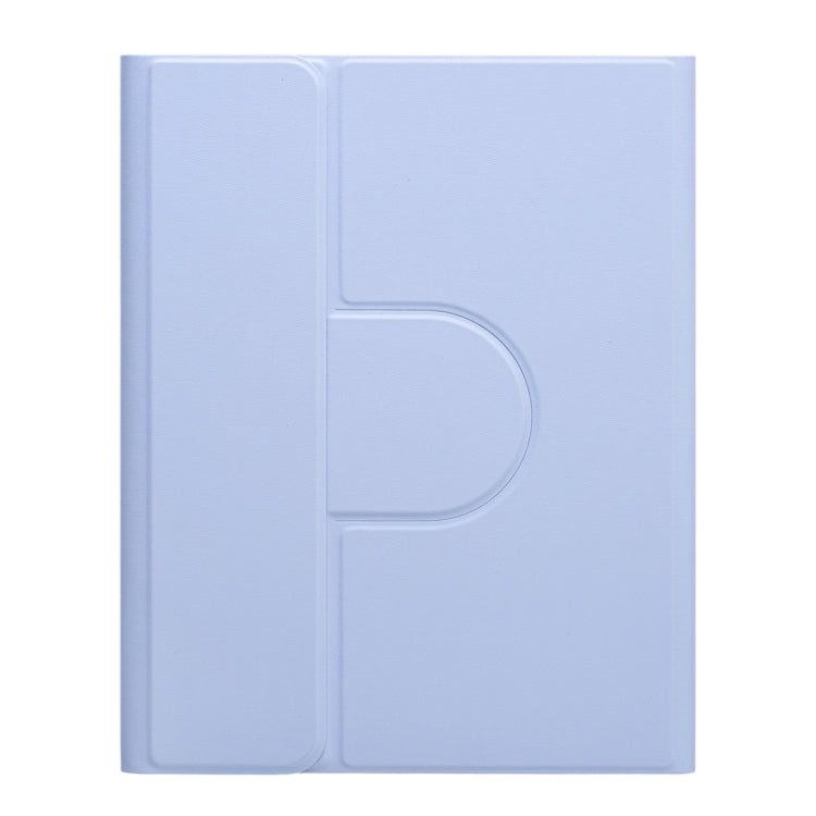 For iPad 10.2 2021 / Air 2019 Square Button 360 Degree Rotatable Bluetooth Keyboard Leather Case with Touchpad(Light Purple)