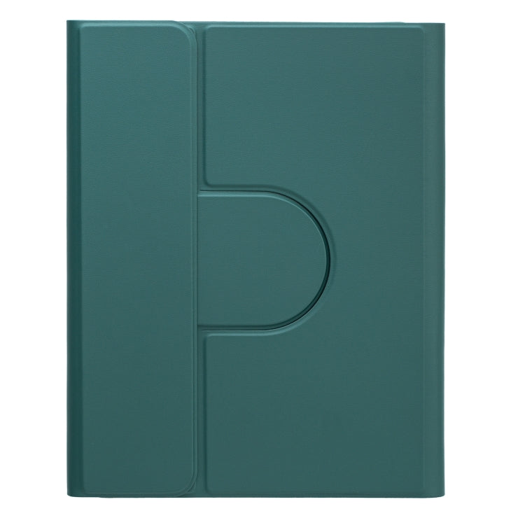 For iPad 10th Gen 10.9 2022 Square Button 360 Degree Rotatable Bluetooth Keyboard Leather Case with Touchpad(Dark Green)