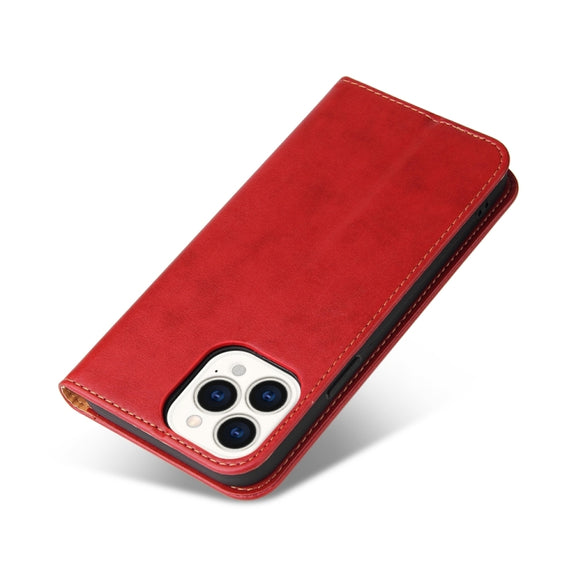 For iPhone 15 Pro Max Fierre Shann PU Genuine Leather Texture Phone Case(Red)