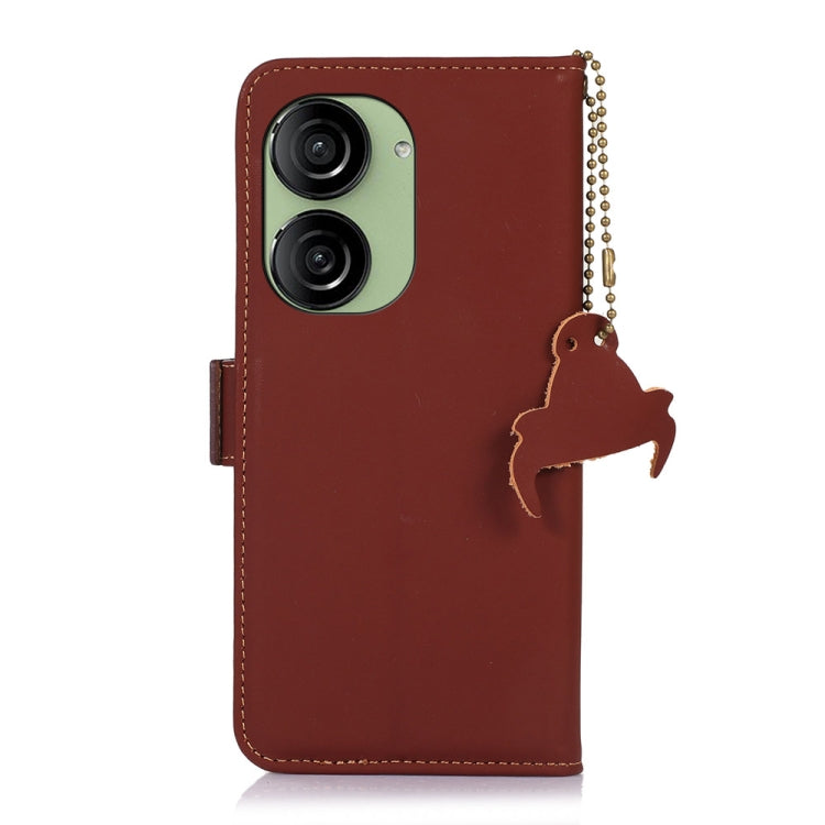 For Asus Zenfone 10 / Zenfone 9 Genuine Leather Magnetic RFID Leather Phone Case(Coffee)