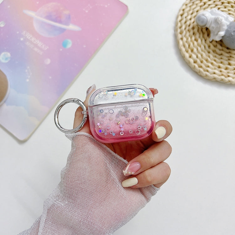 For AirPods 3 Transparent Glitter Bluetooth Earphone Protective Case(Red)