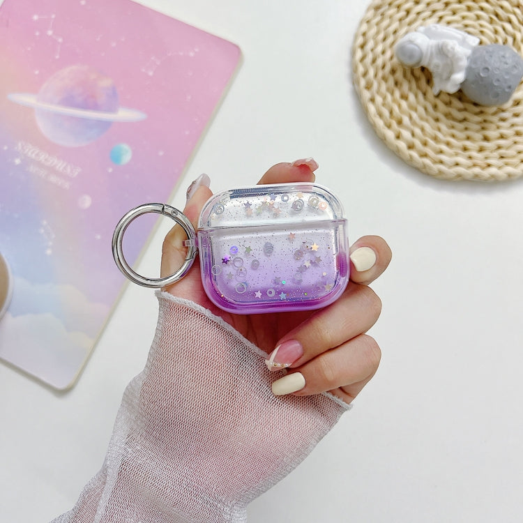 For AirPods 3 Transparent Glitter Bluetooth Earphone Protective Case(Purple)