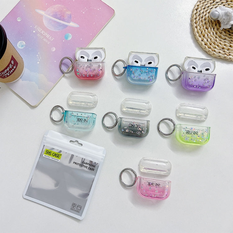 For AirPods Pro Transparent Glitter Bluetooth Earphone Protective Case(Purple)