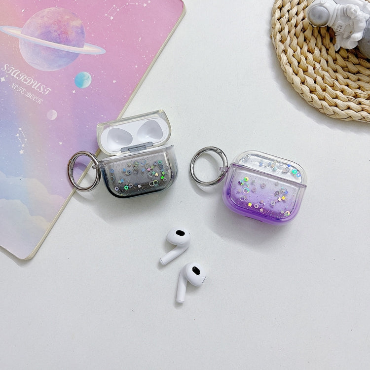 For AirPods Pro 2 Transparent Glitter Bluetooth Earphone Protective Case(Pink)