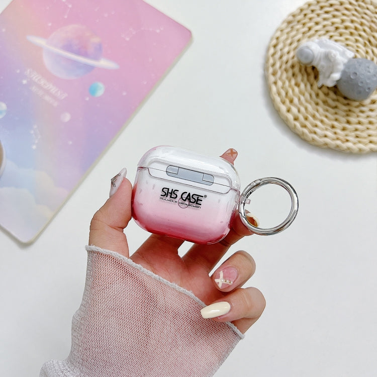 For AirPods Pro 2 Transparent Glitter Bluetooth Earphone Protective Case(Pink)