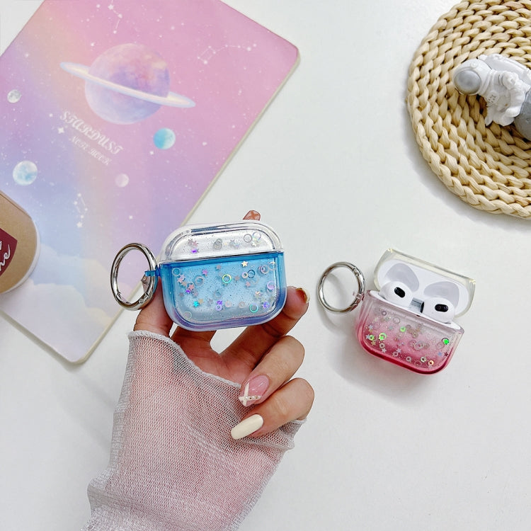 For AirPods Pro 2 Transparent Glitter Bluetooth Earphone Protective Case(Pink)