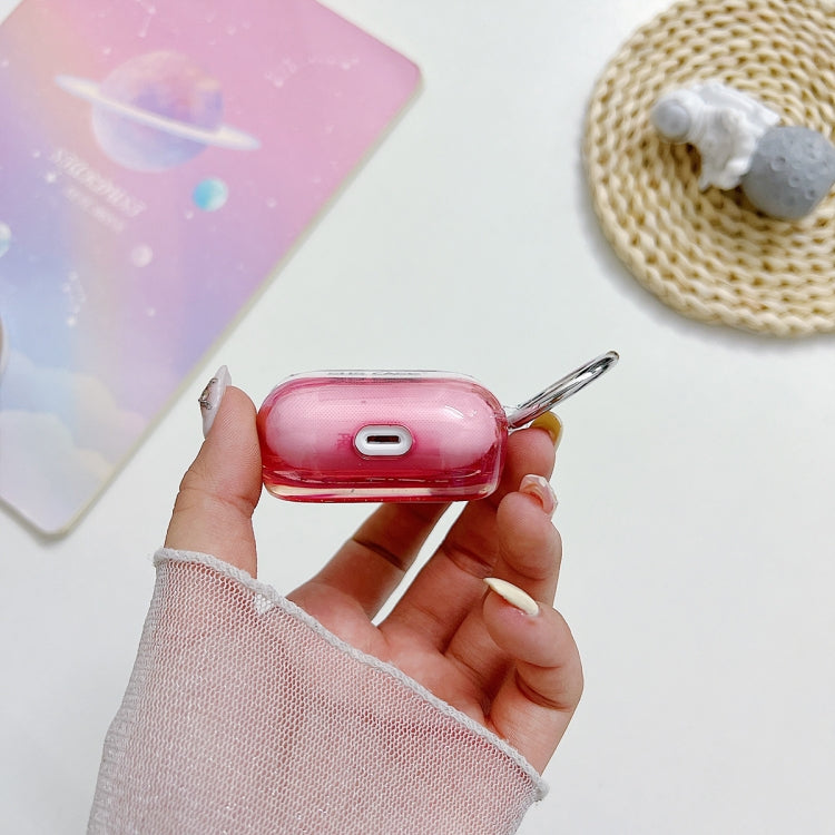 For AirPods Pro 2 Transparent Glitter Bluetooth Earphone Protective Case(Pink)