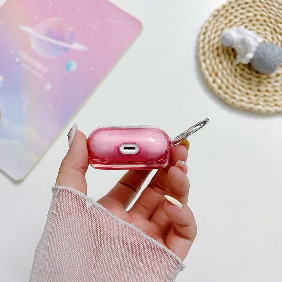 For AirPods Pro 2 Transparent Glitter Bluetooth Earphone Protective Case(Pink)