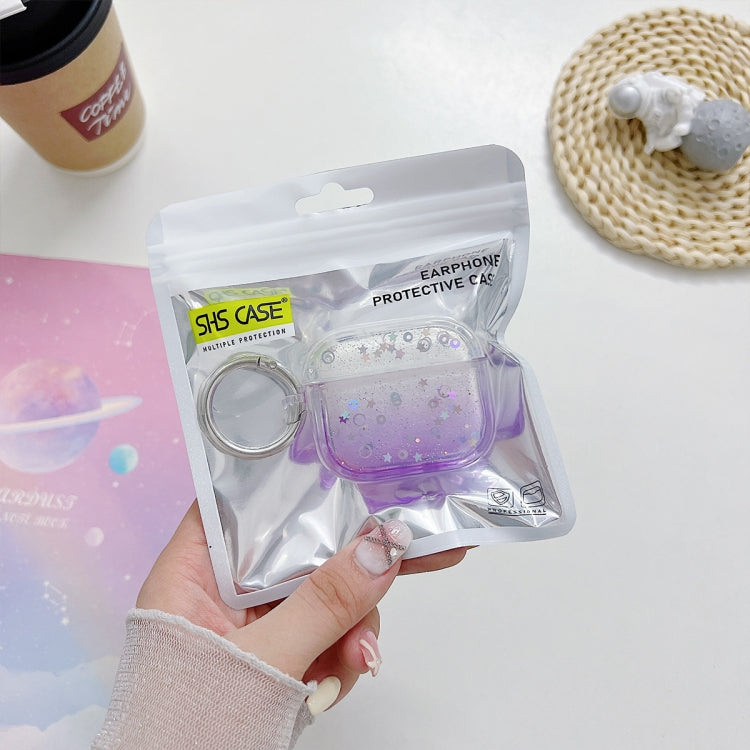 For AirPods Pro 2 Transparent Glitter Bluetooth Earphone Protective Case(Pink)