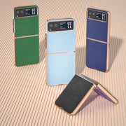 For Motorola Razr 40 Genuine Leather Mino Series Nano Plating Phone Case(Royal Blue)