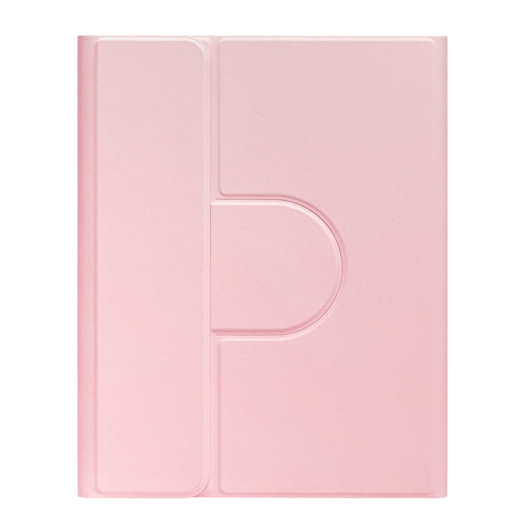 For iPad 10th Gen 10.9 2022 Square Button 360 Degree Rotatable Bluetooth Keyboard Leather Case(Pink)