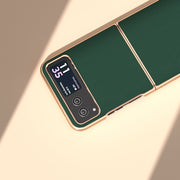 For Motorola Razr 40 Genuine Leather Silk Series Nano Plating Phone Case(Dark Green)