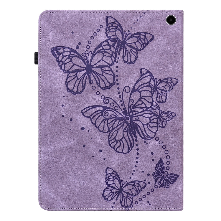 For Amazon Fire Max 11 Embossed Butterfly Pattern Leather Tablet Case(Purple)