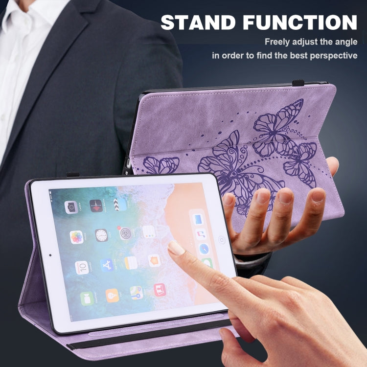 For Amazon Fire Max 11 Embossed Butterfly Pattern Leather Tablet Case(Purple)