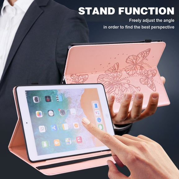 For Amazon Fire Max 11 Embossed Butterfly Pattern Leather Tablet Case(Pink)