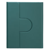 For iPad 10th Gen 10.9 2022 Round Button 360 Degree Rotatable Bluetooth Keyboard Leather Case with Touchpad(Dark Green)