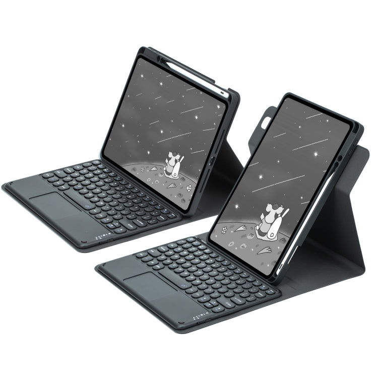 For iPad 10th Gen 10.9 2022 Round Button 360 Degree Rotatable Bluetooth Keyboard Leather Case with Touchpad(Black)