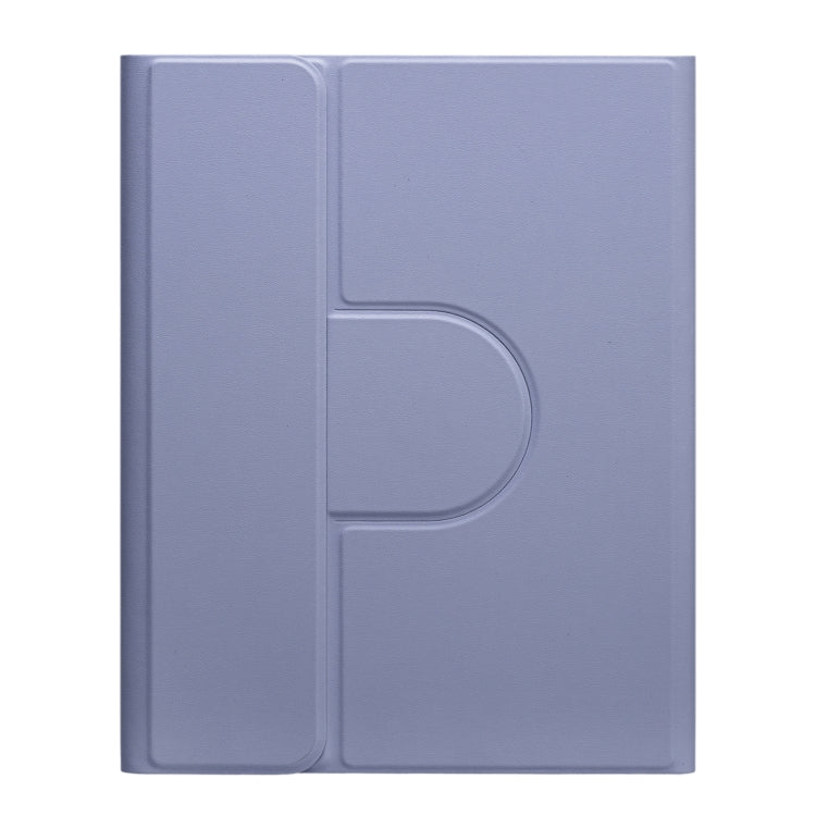 For iPad Air 2022 / iPad Pro 11 2021 Round Button 360 Degree Rotatable Bluetooth Keyboard Leather Case with Touchpad(Lavender Purple)