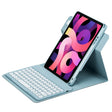 For iPad Air 2022 / iPad Pro 11 2021 Round Button 360 Degree Rotatable Bluetooth Keyboard Leather Case(Mist Blue) - Universal by PMC TechLife | Online Shopping South Africa | PMC TechLife