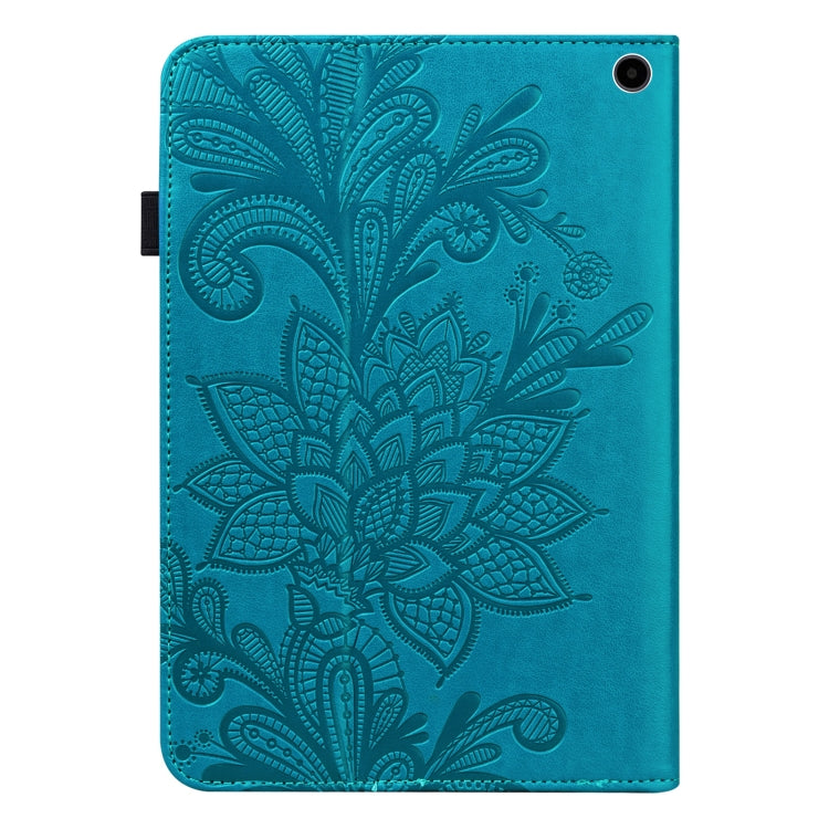 For Amazon Fire Max 11 Lace Flower Embossing Pattern Leather Tablet Case(Blue)