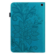 For Amazon Fire Max 11 Lace Flower Embossing Pattern Leather Tablet Case(Blue)