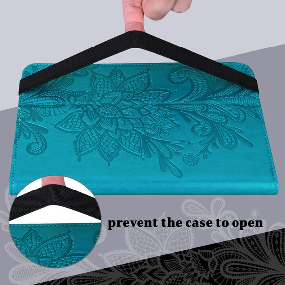 For Amazon Fire Max 11 Lace Flower Embossing Pattern Leather Tablet Case(Blue)