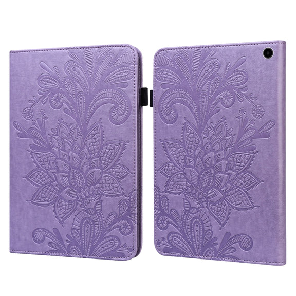 For Amazon Fire Max 11 Lace Flower Embossing Pattern Leather Tablet Case(Purple)