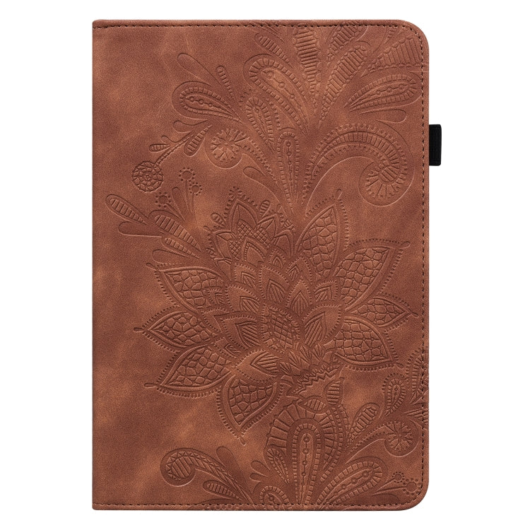 For Amazon Fire Max 11 Lace Flower Embossing Pattern Leather Tablet Case(Brown)