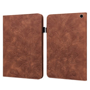 For Amazon Fire Max 11 Lace Flower Embossing Pattern Leather Tablet Case(Brown)