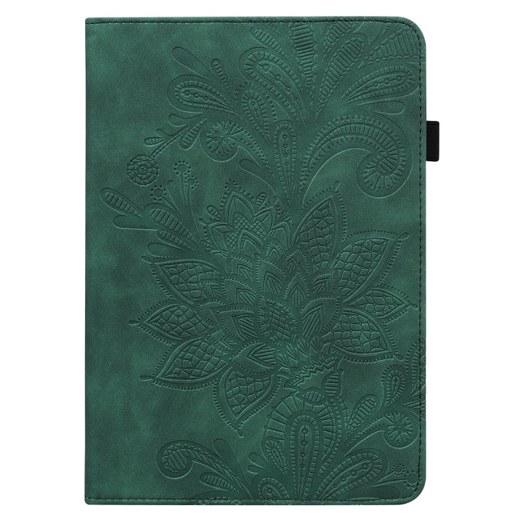 For Amazon Fire Max 11 Lace Flower Embossing Pattern Leather Tablet Case(Green)