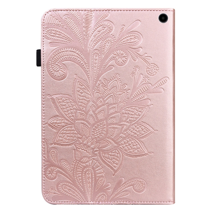 For Amazon Fire Max 11 Lace Flower Embossing Pattern Leather Tablet Case(Gold)