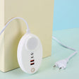 YF-106 USB- C / Type-Cx2+USBx2 Oval PD Socket Phone Charger with Light, Plug Type:EU Plug(White) - Multifunction Charger by PMC TechLife | Online Shopping South Africa | PMC TechLife | Buy Now Pay Later Mobicred