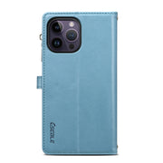 For iPhone 15 Pro Max ESEBLE Star Series Lanyard Zipper Wallet RFID Leather Case(Blue)