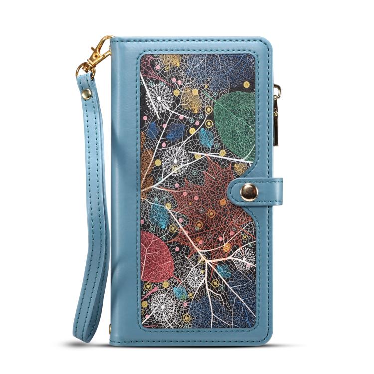 For iPhone 16e ESEBLE Star Series Lanyard Zipper Wallet RFID Leather Case(Blue)