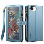 For iPhone 16e ESEBLE Star Series Lanyard Zipper Wallet RFID Leather Case(Blue)