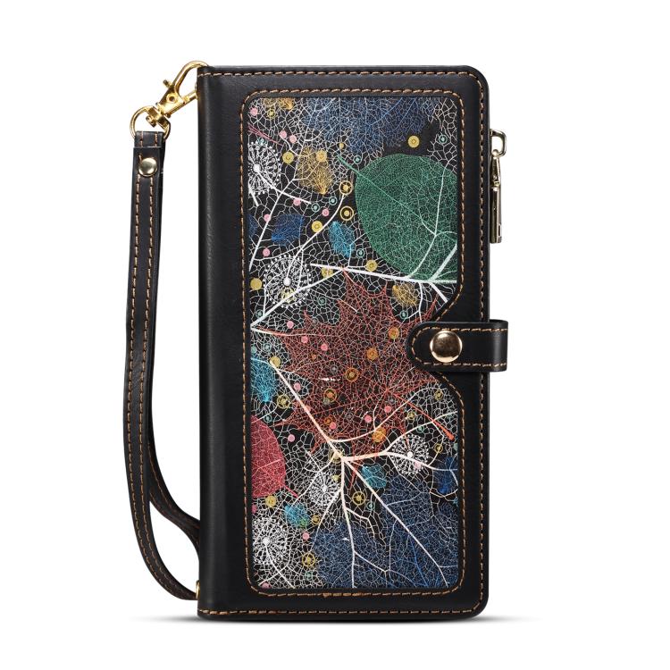 For iPhone 16e ESEBLE Star Series Lanyard Zipper Wallet RFID Leather Case(Black)