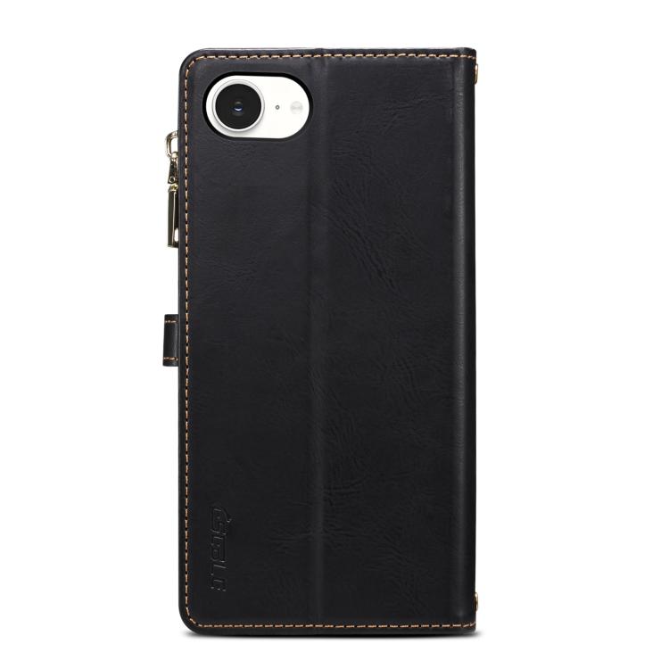 For iPhone 16e ESEBLE Star Series Lanyard Zipper Wallet RFID Leather Case(Black)