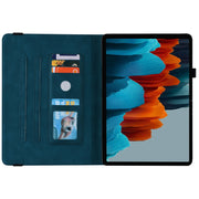 For Samsung Galaxy Tab S9 Butterfly Flower Embossed Leather Tablet Case(Blue)