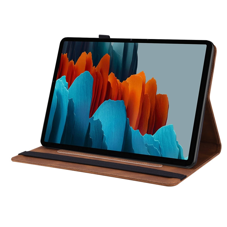 For Samsung Galaxy Tab S9 Butterfly Flower Embossed Leather Tablet Case(Brown)