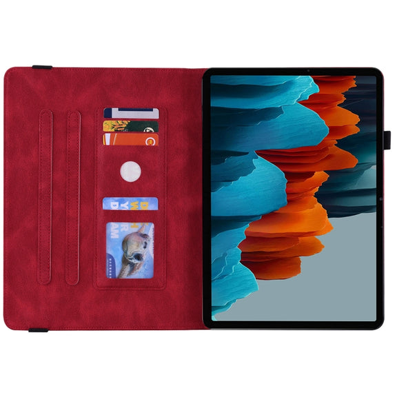 For Samsung Galaxy Tab S9+ Butterfly Flower Embossed Leather Tablet Case(Red)